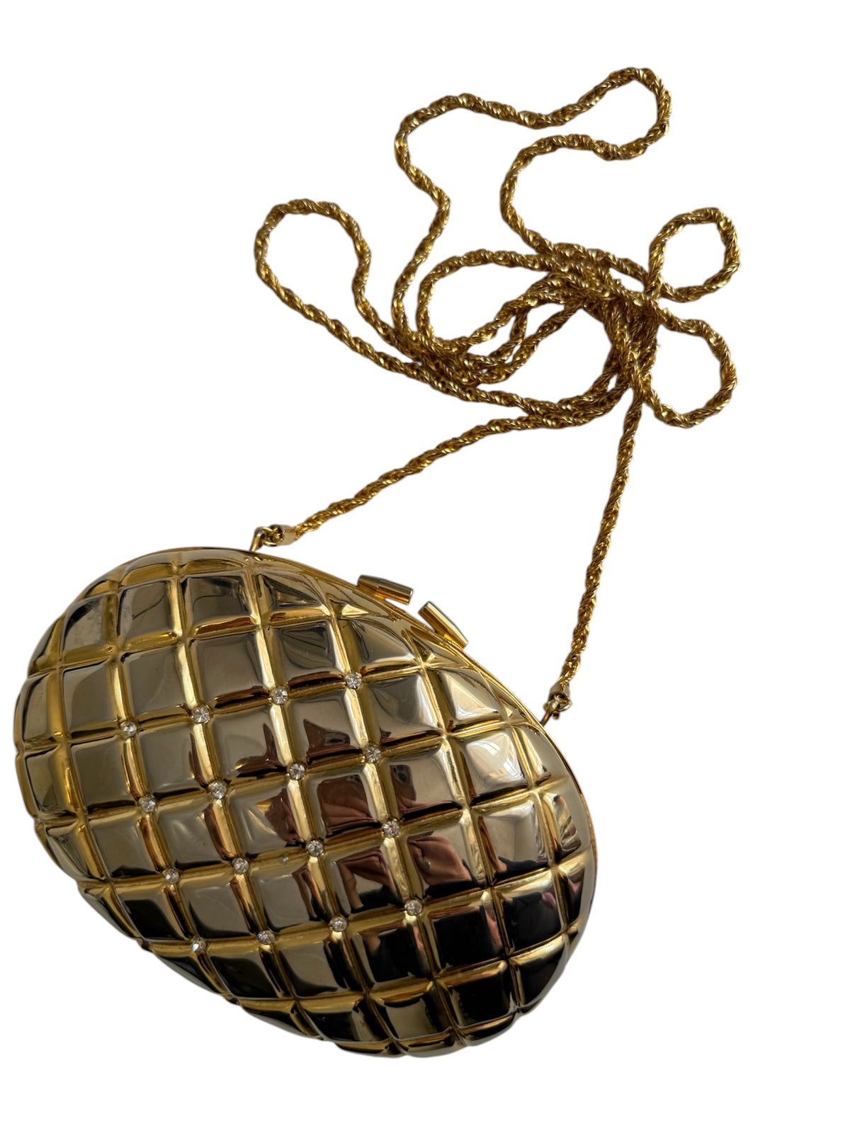 Vintage gold clutch egg strass 80s