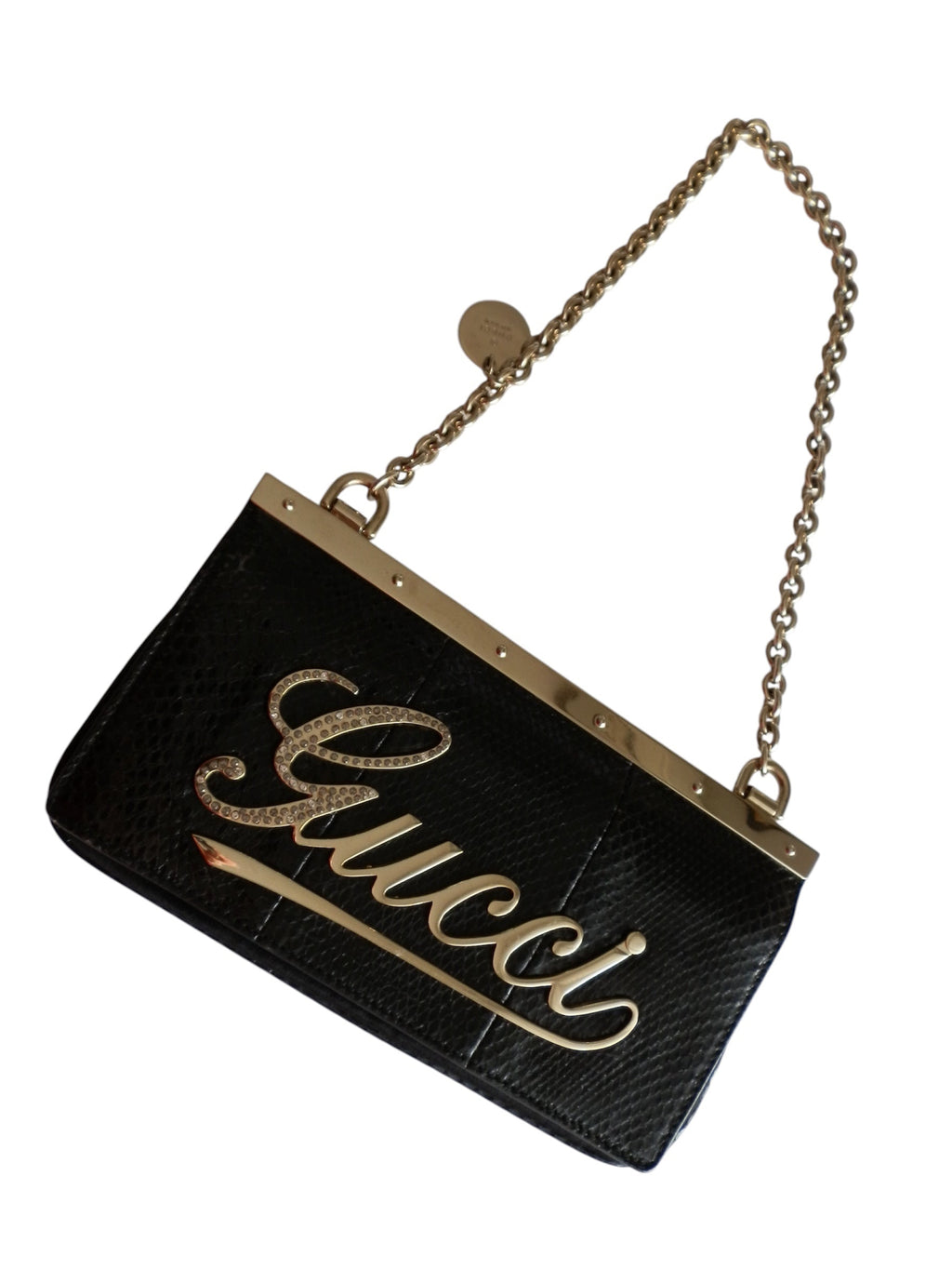 Gucci satin and snake leather pochette