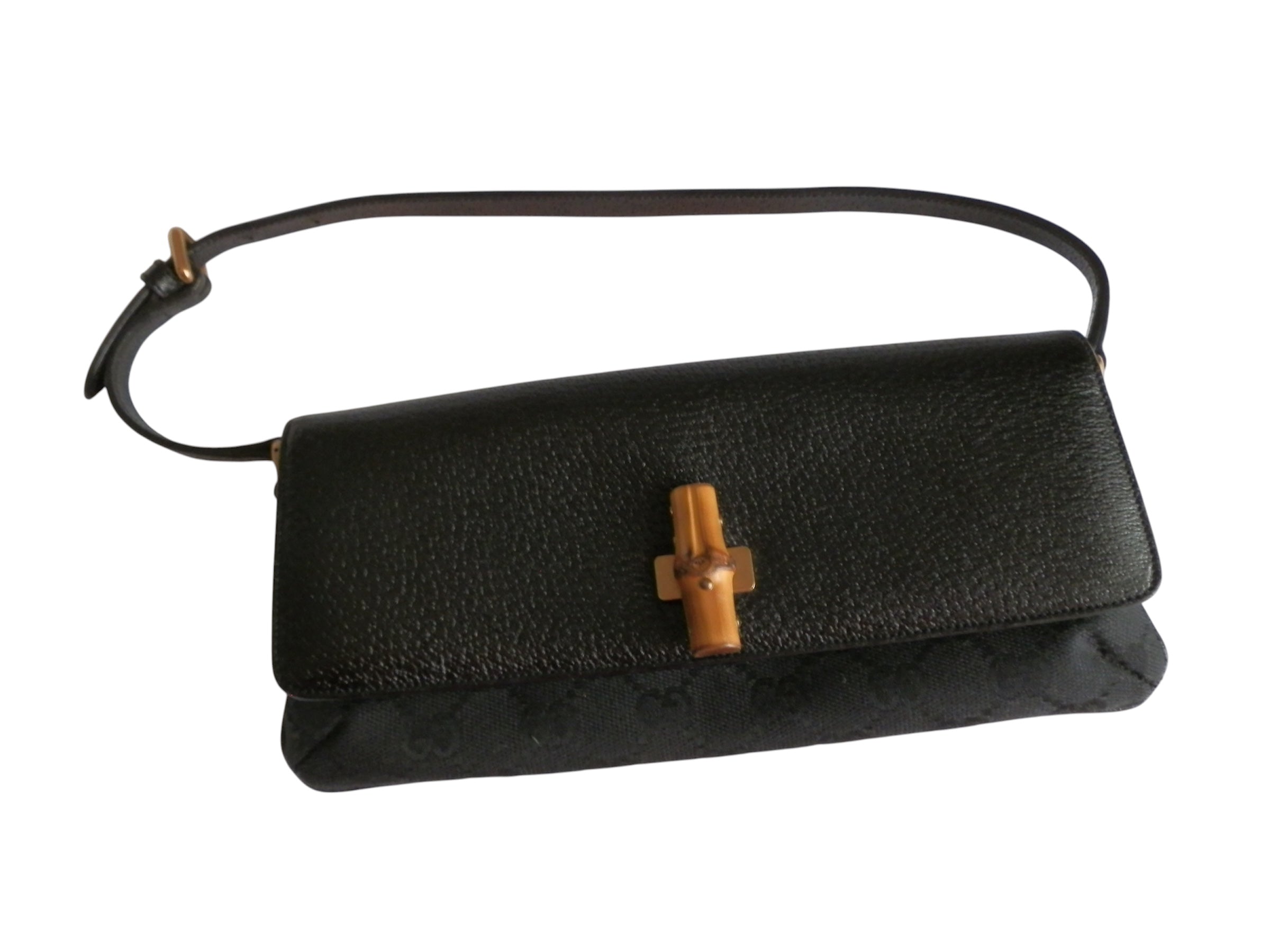 Gucci black pochette bambù