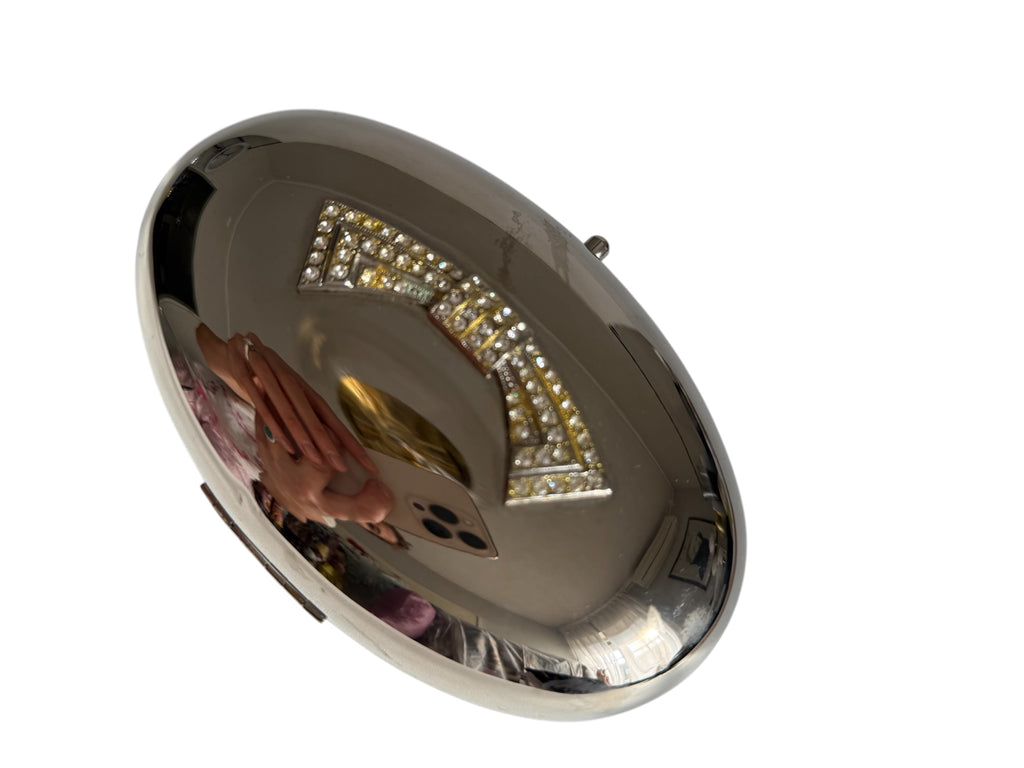 Silver mirror clutch bow strass
