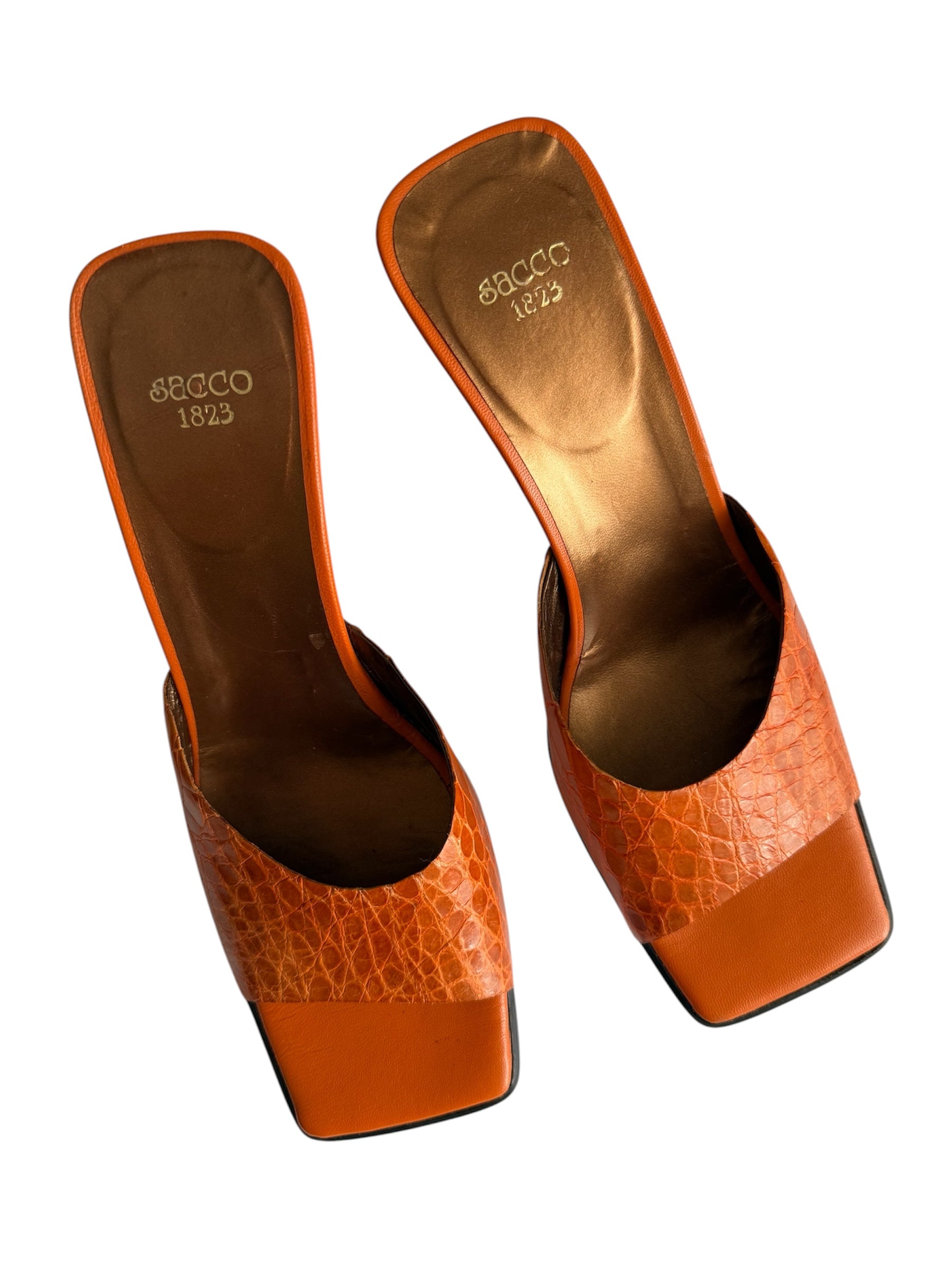 Sandals orange leather vintage