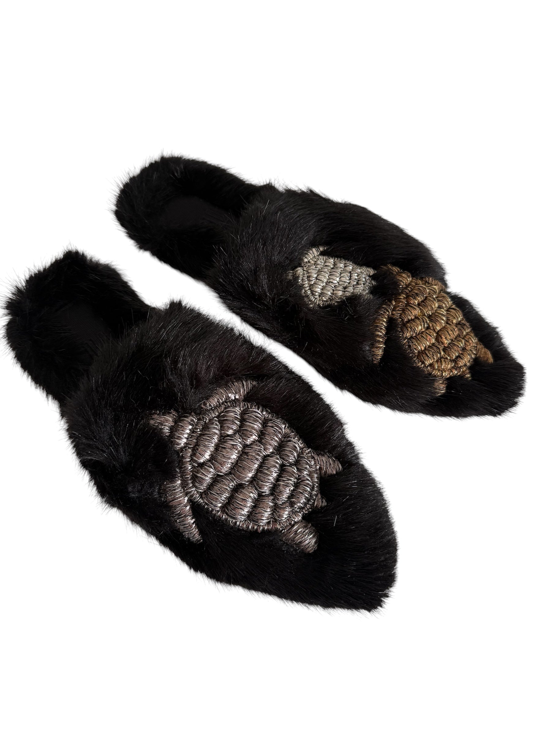 Sanayi 313 mules turtles faux fur