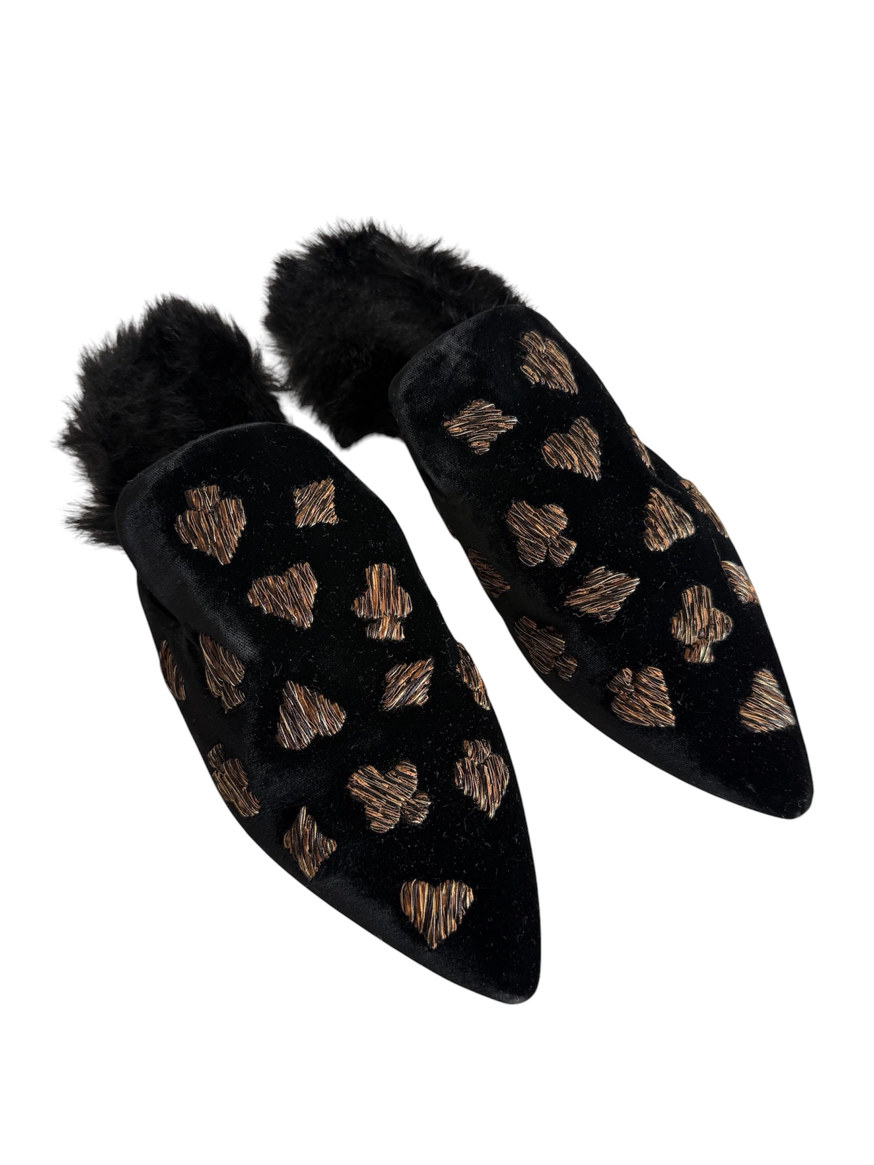 Sanayi 313 faux fur velvet "play cards" embroidery