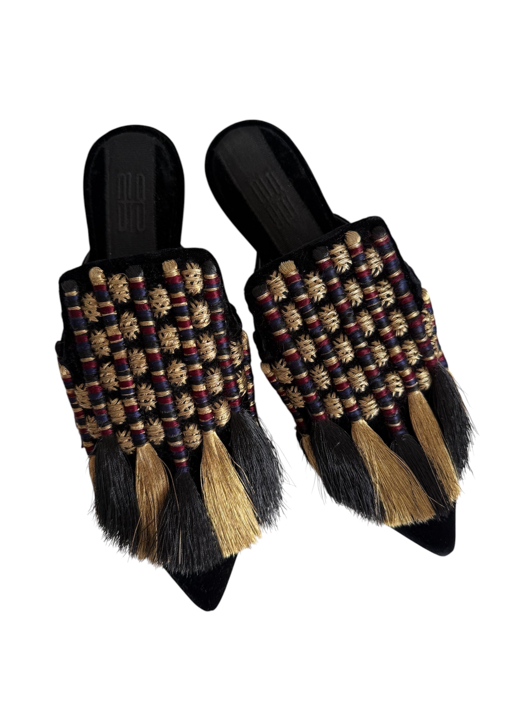 Sanayi 313 mules embroidery fringe