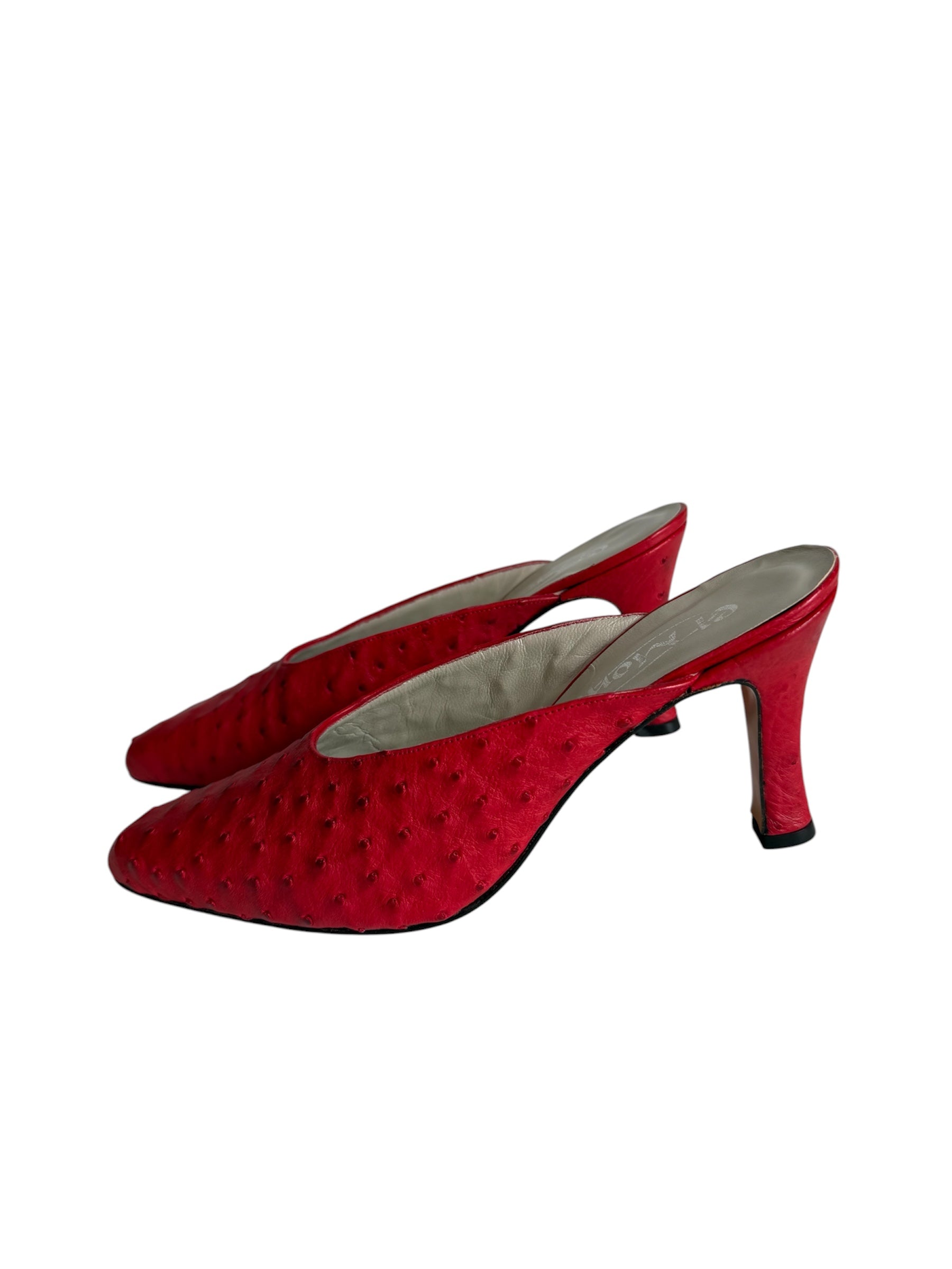 Mules vintage red ostrich