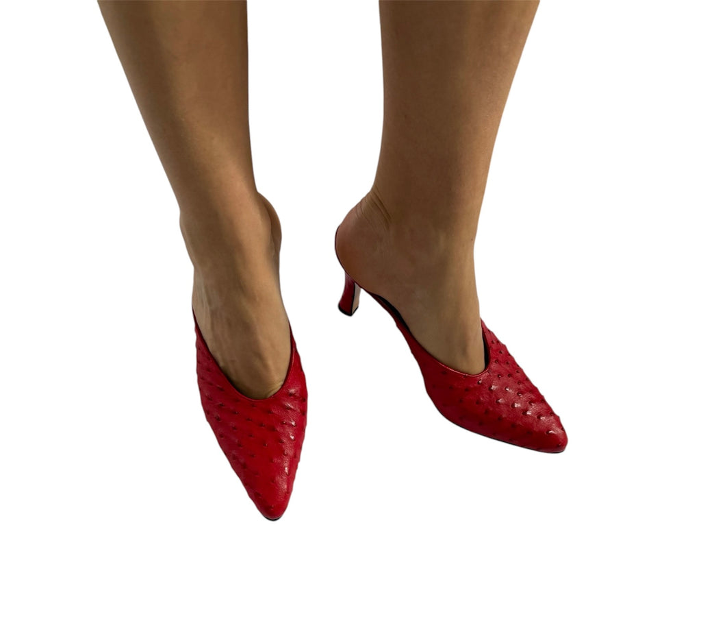 Mules vintage red ostrich