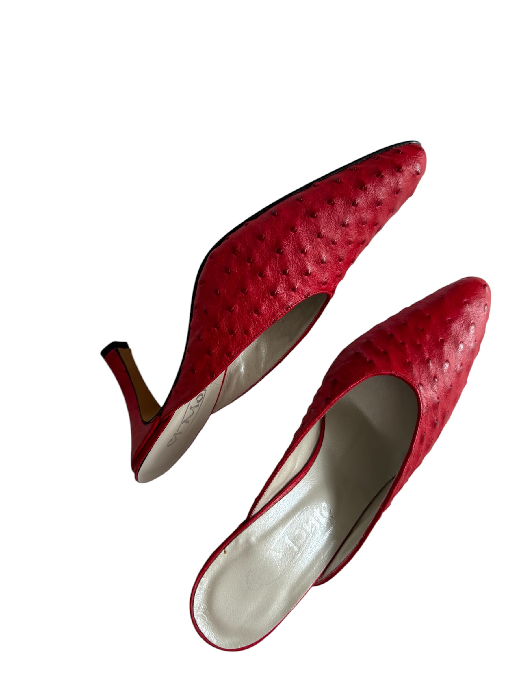 Mules vintage red ostrich
