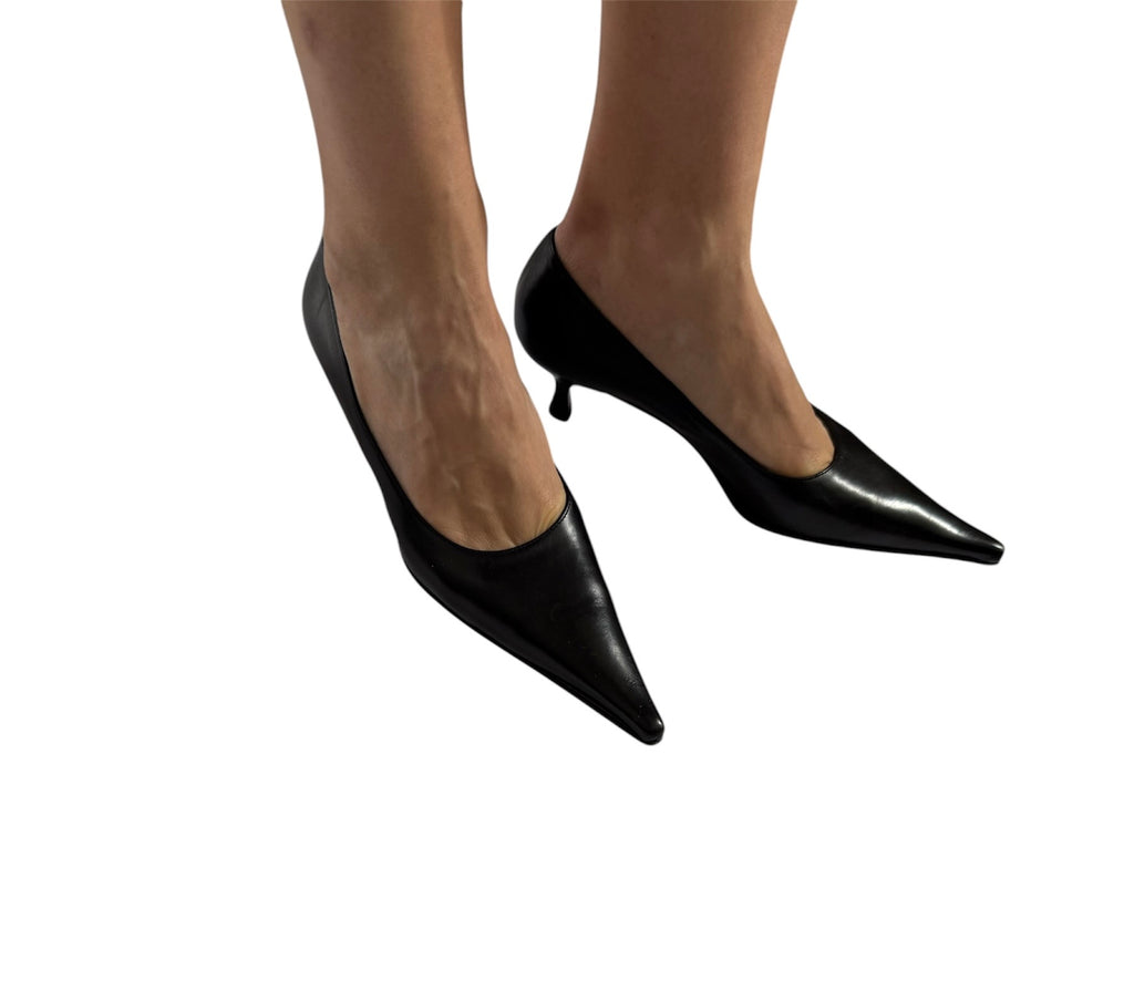 Pointed toe pumps with heel