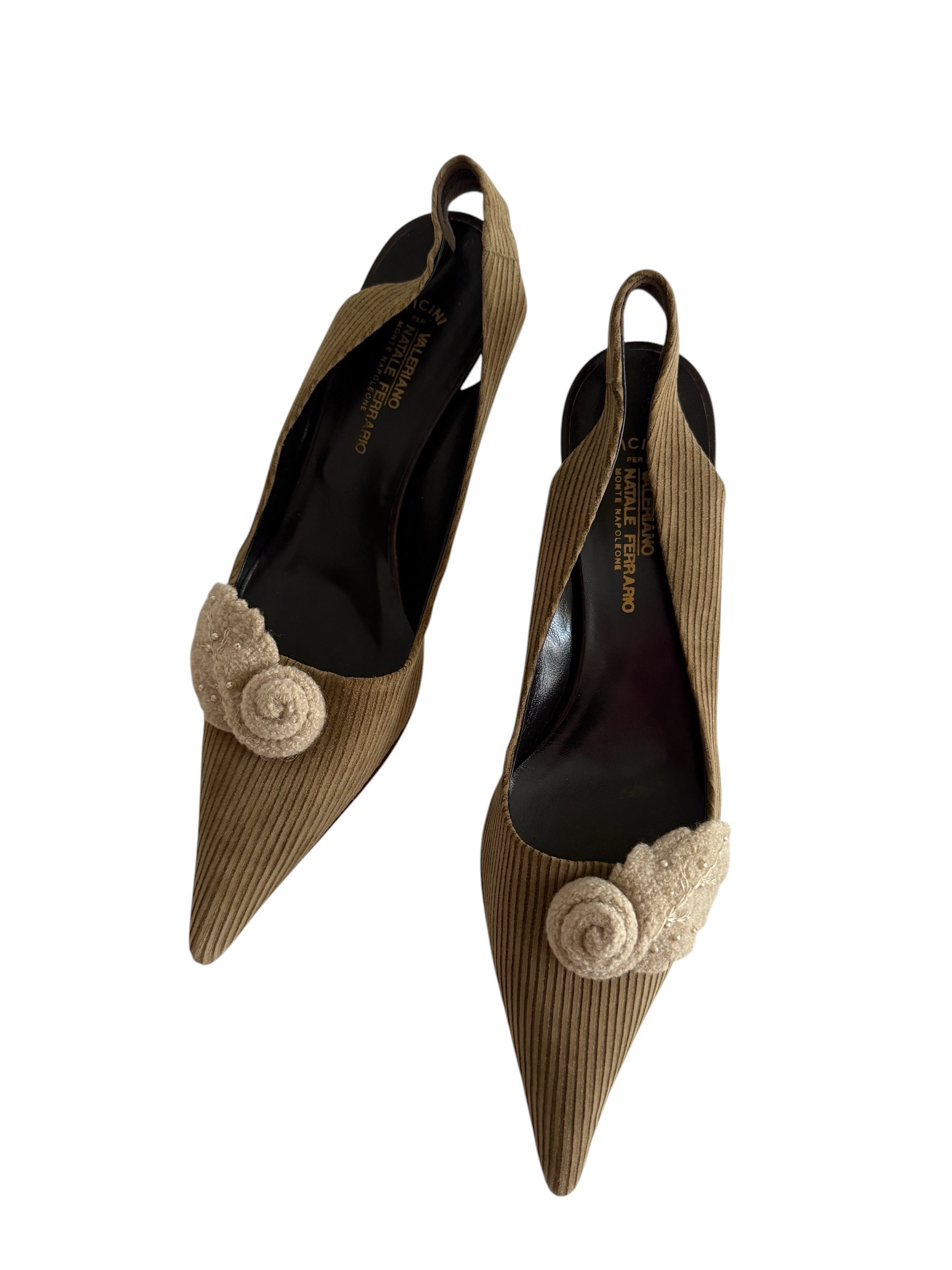 Slingback flower beige