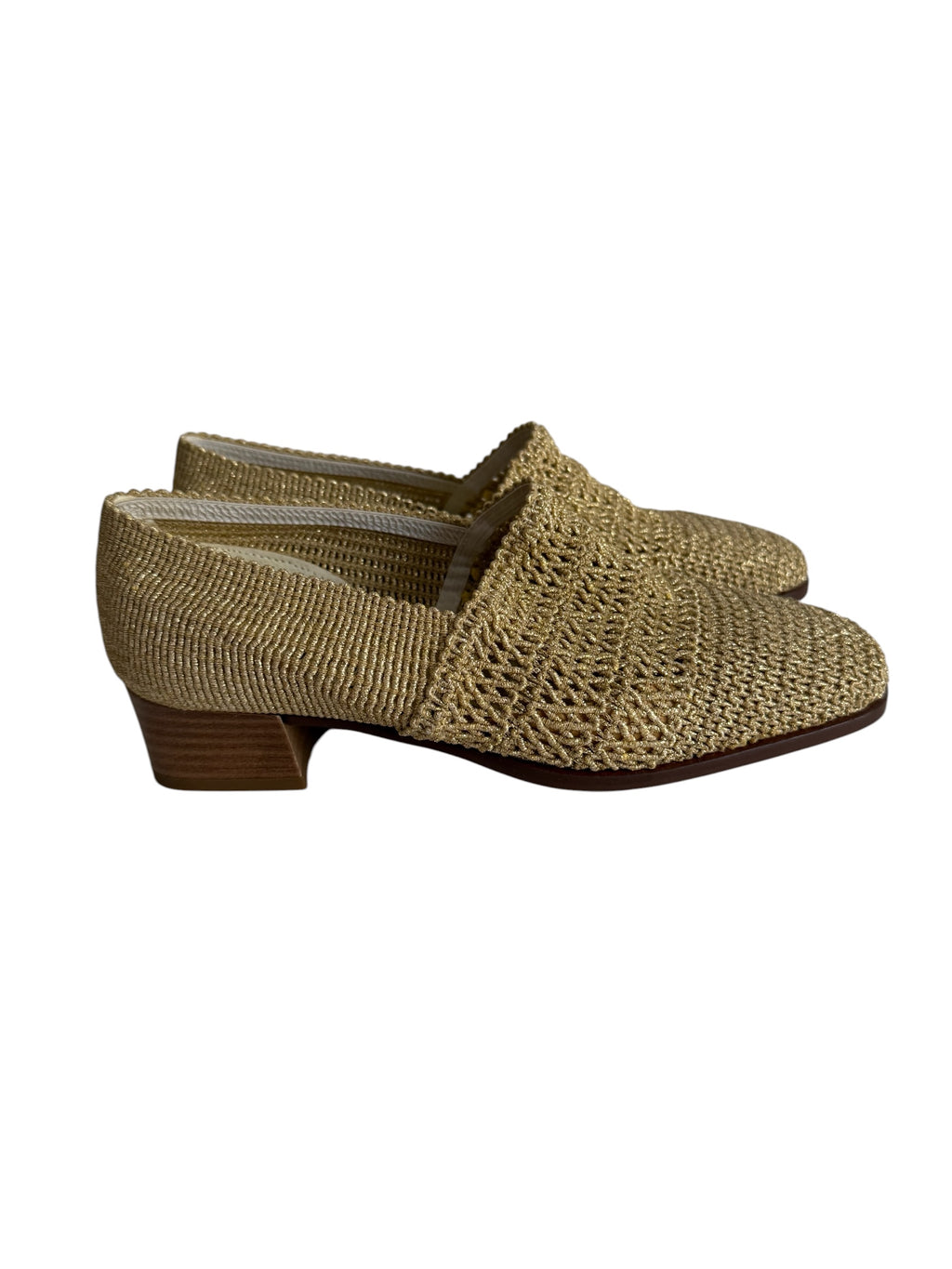 Gold mesh moccasin