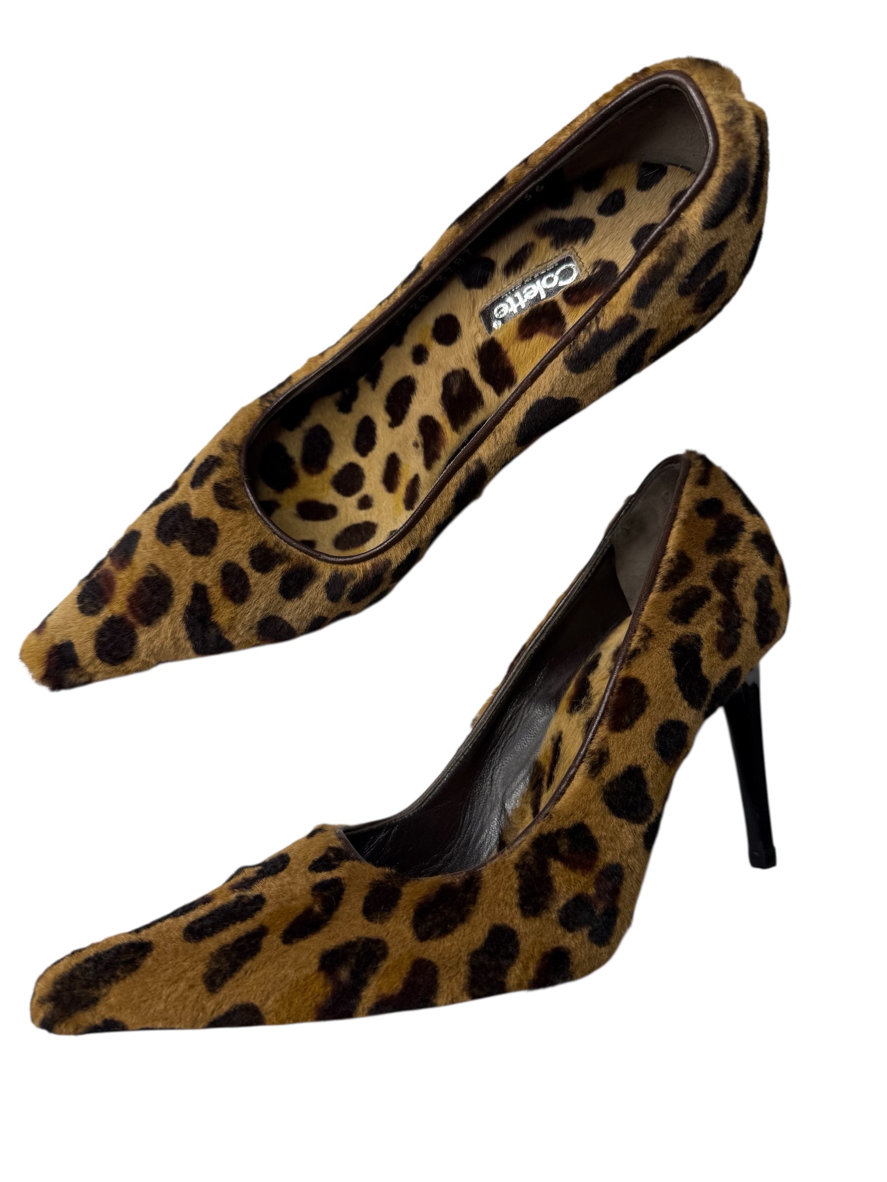 Collette vintage fur leopard heels