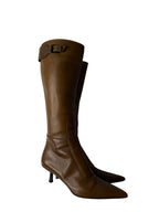 Gucci brown biker boots by Tom Ford