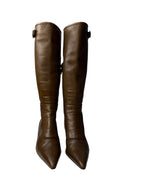 Gucci brown biker boots by Tom Ford