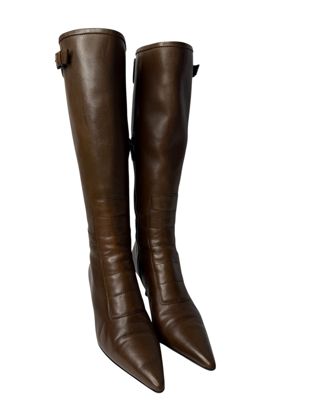 Gucci brown biker boots by Tom Ford
