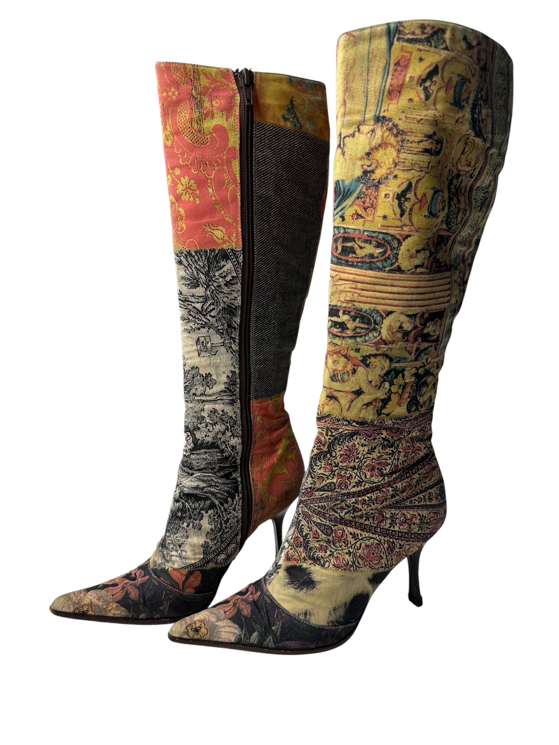 Roberto Cavalli F/W 2002 patchwork boots