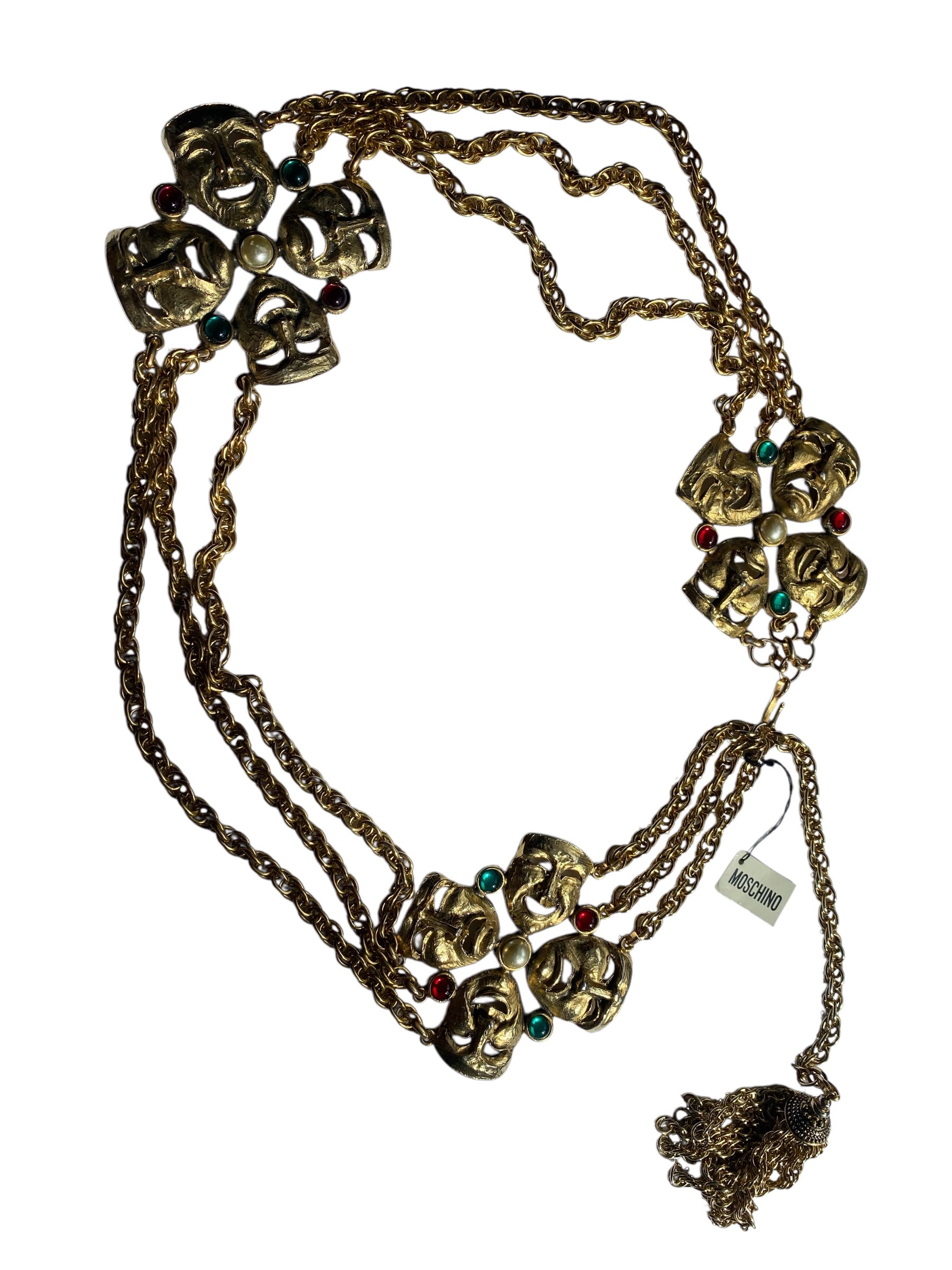 Moschino F/W 1990 gold chain mask belt