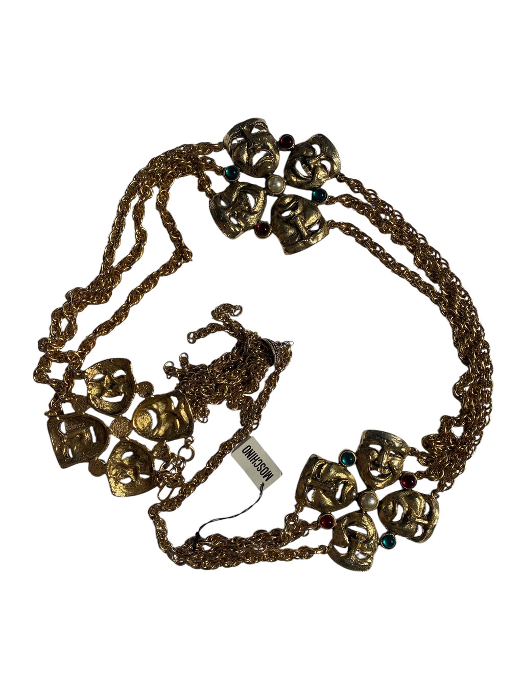 Moschino F/W 1990 gold chain mask belt