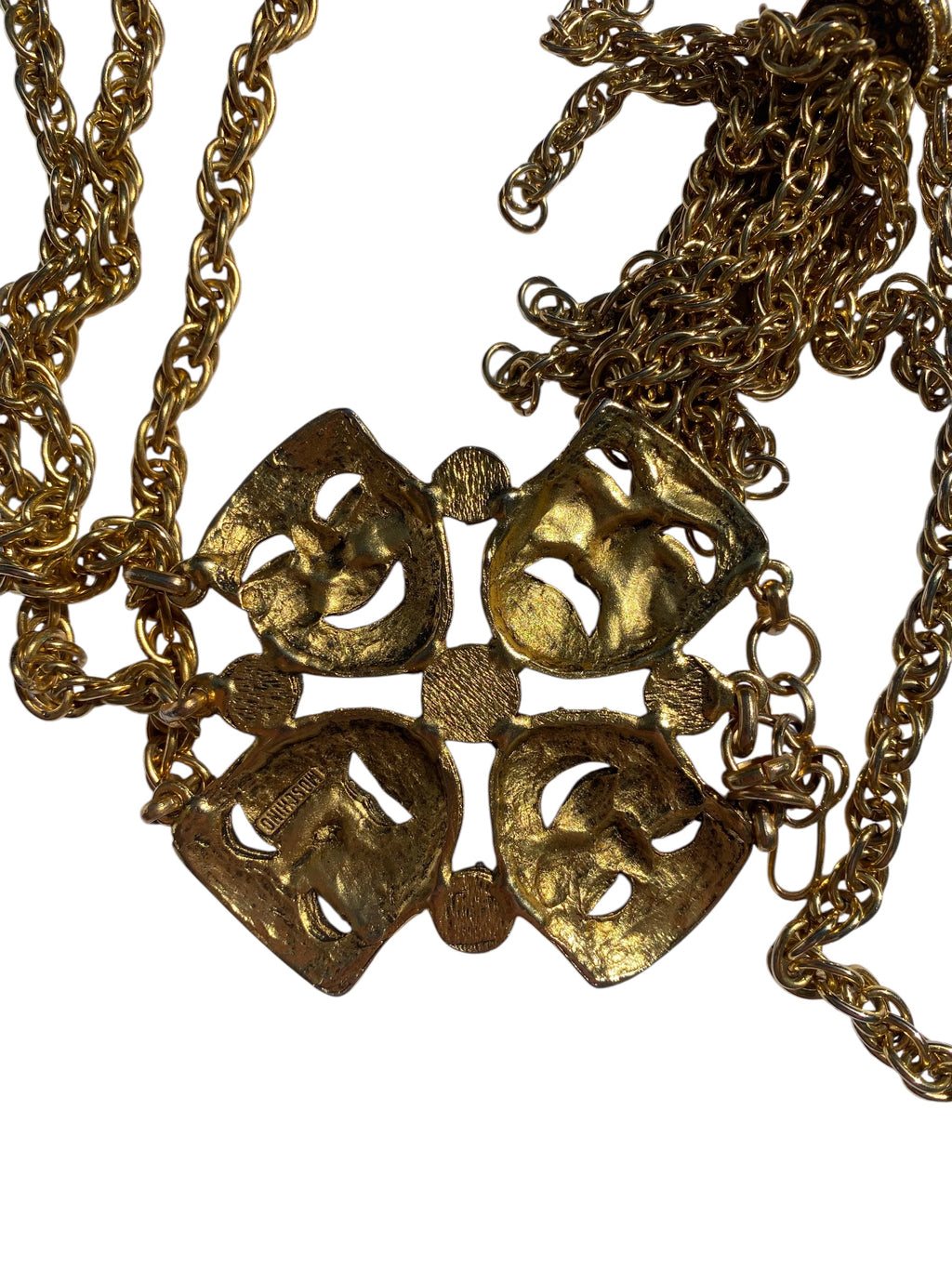 Moschino F/W 1990 gold chain mask belt