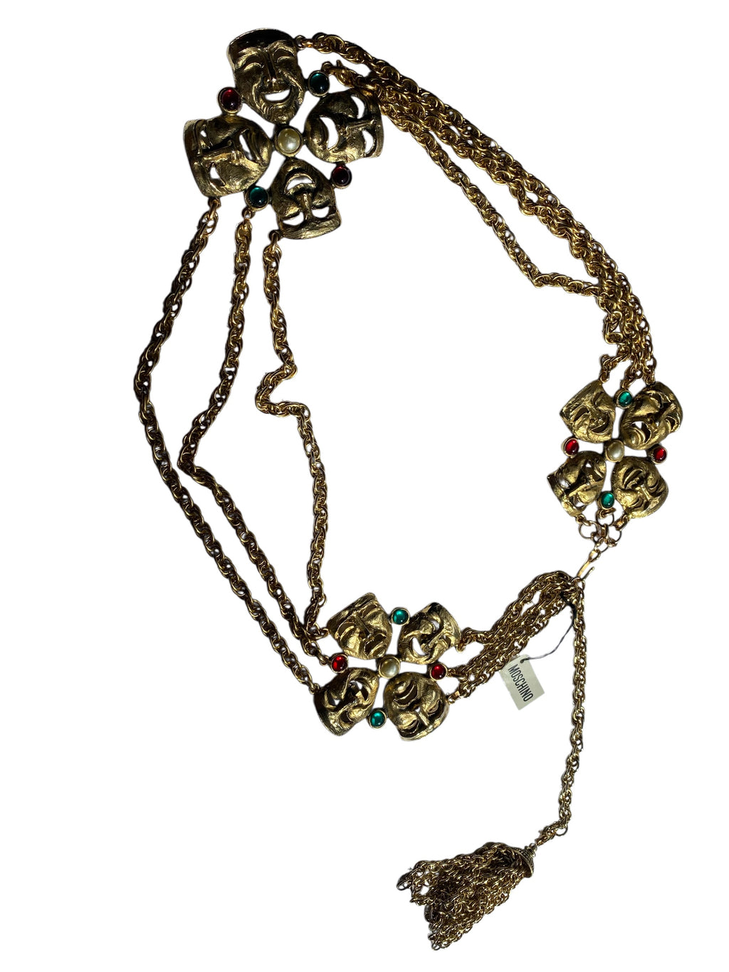 Moschino F/W 1990 gold chain mask belt