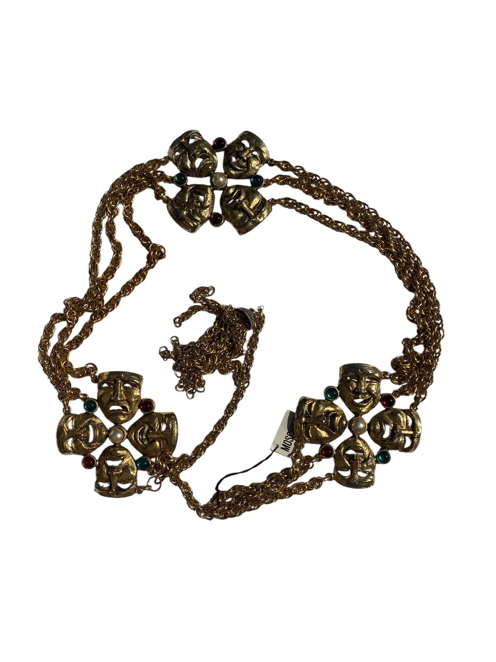 Moschino F/W 1990 gold chain mask belt