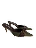 Vintage green brown mules