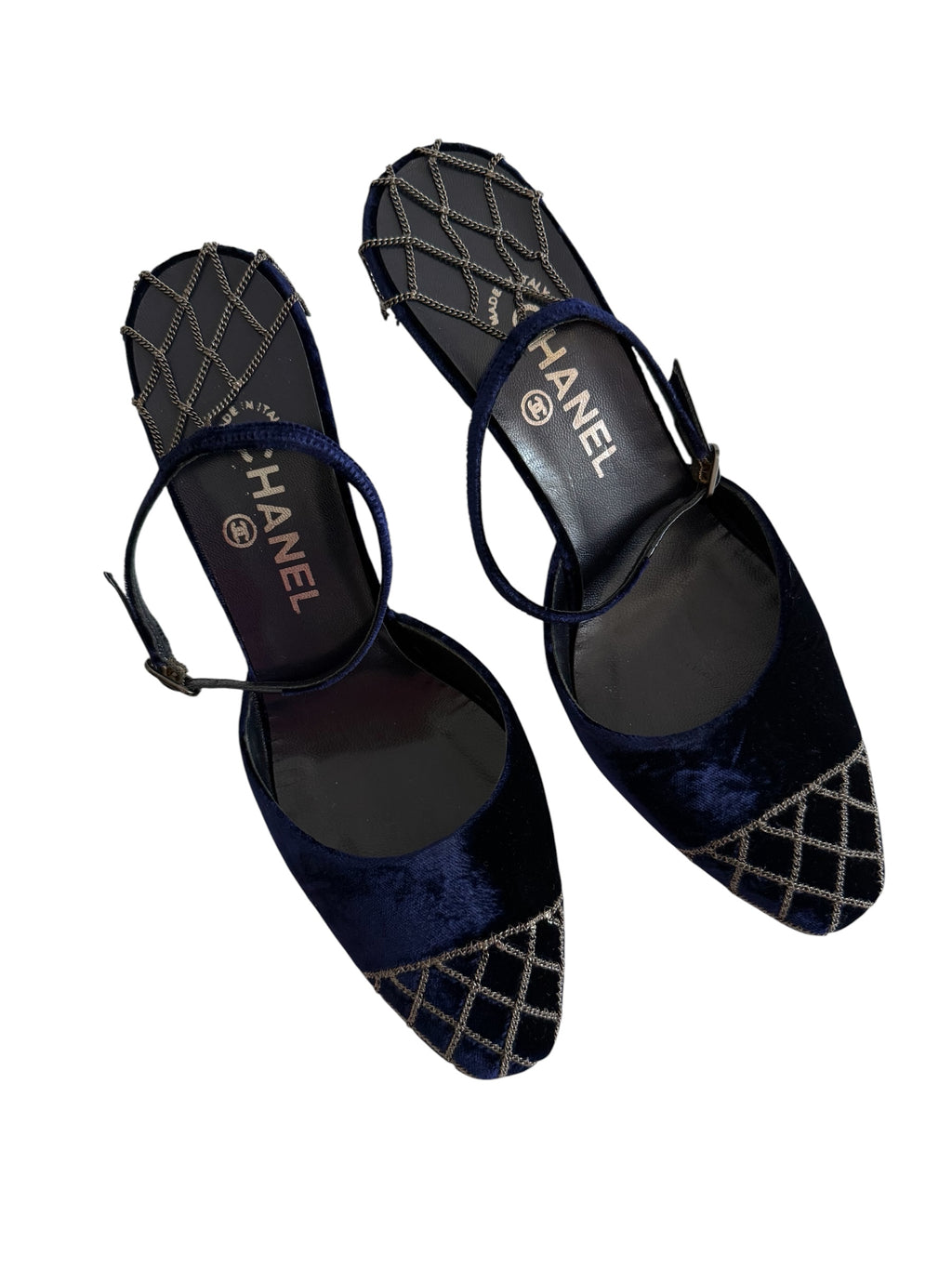 Chanel velvet heels early 2000s