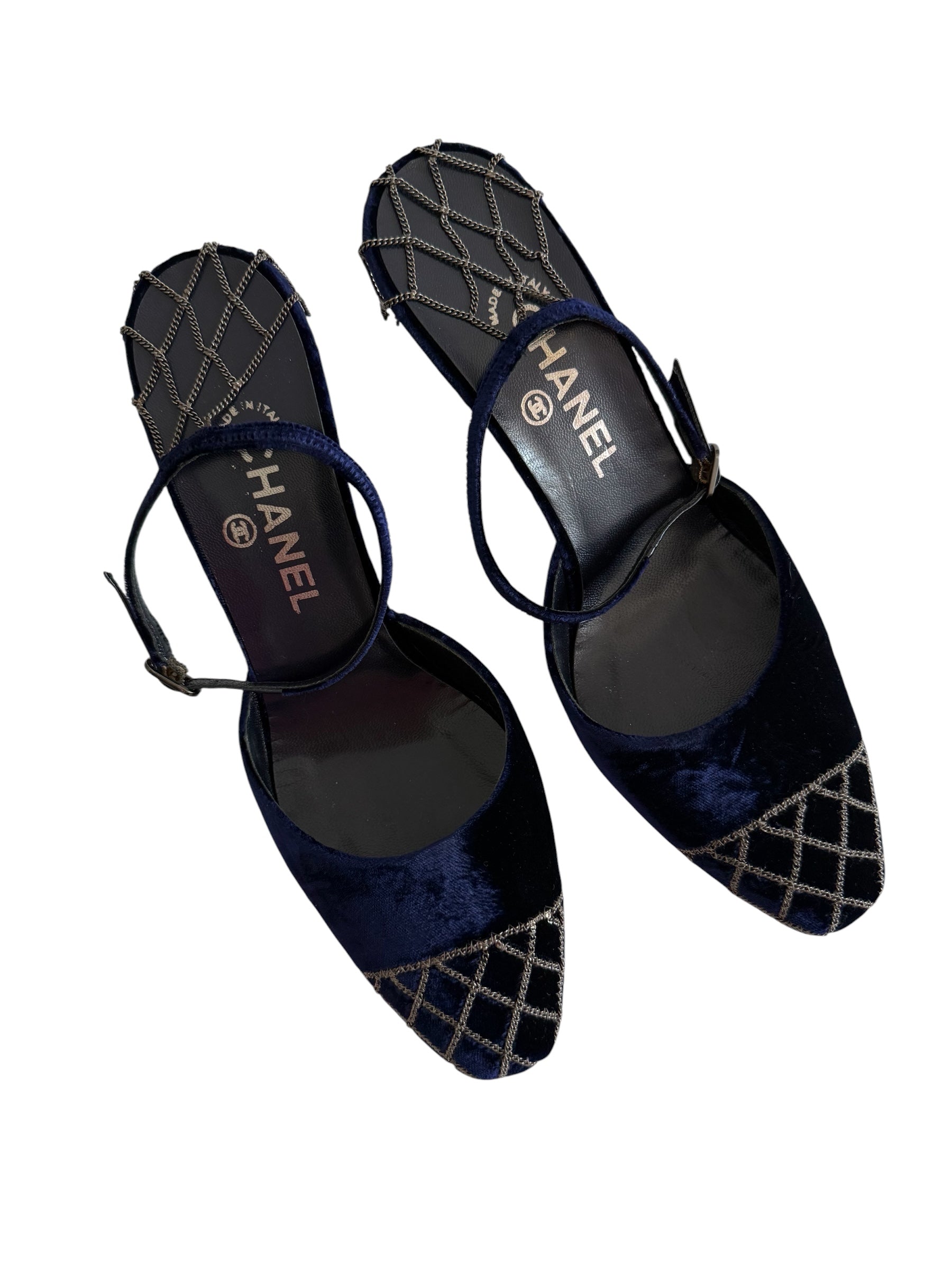 Chanel velvet heels early 2000s