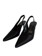 Silk vintage black slingback
