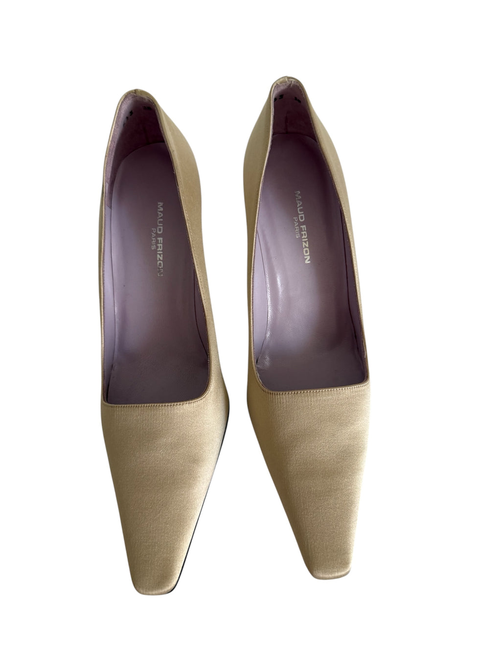 Maud Frizon 90s champagne silk bow heels