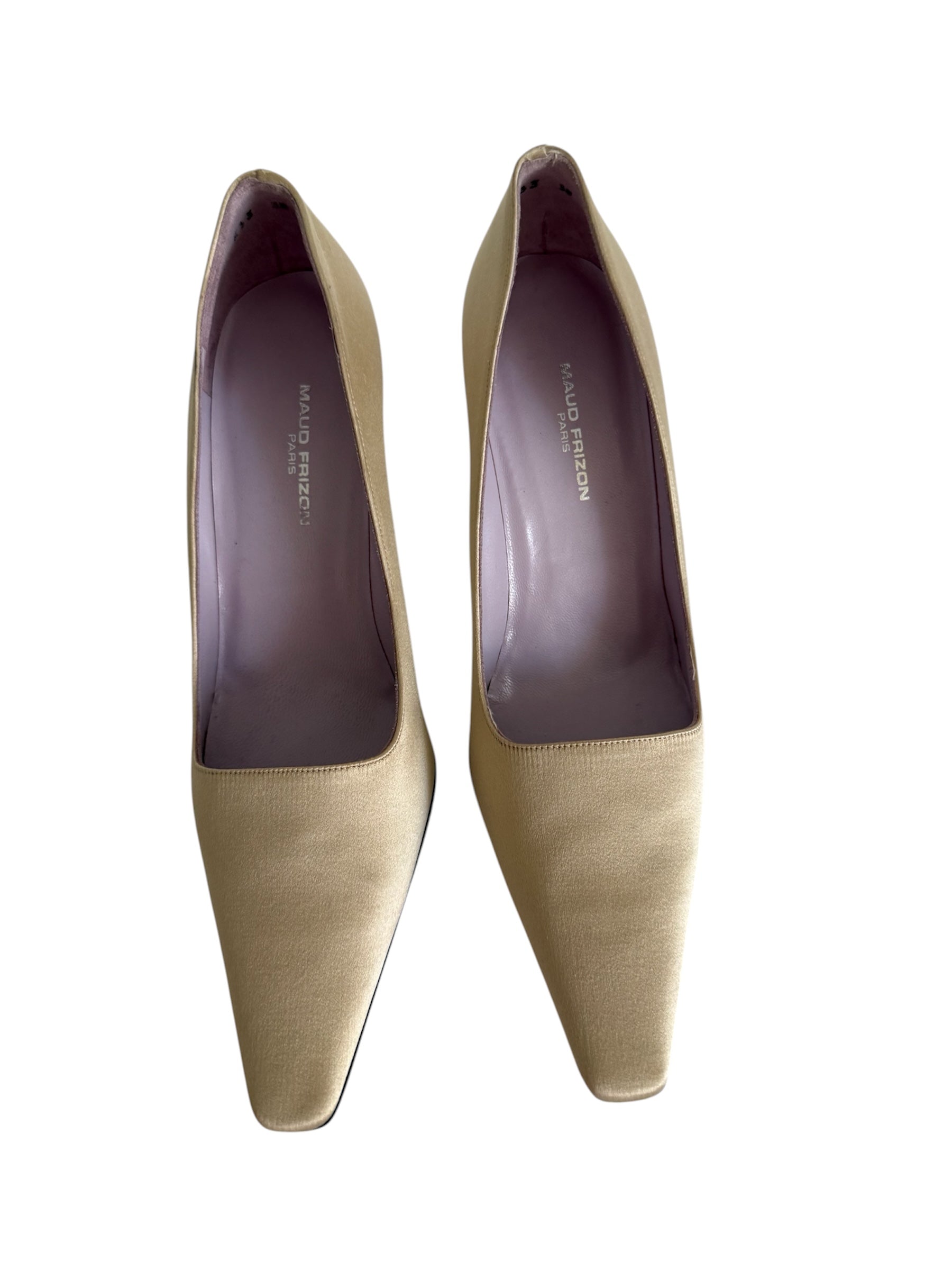 Maud Frizon 90s champagne silk bow heels