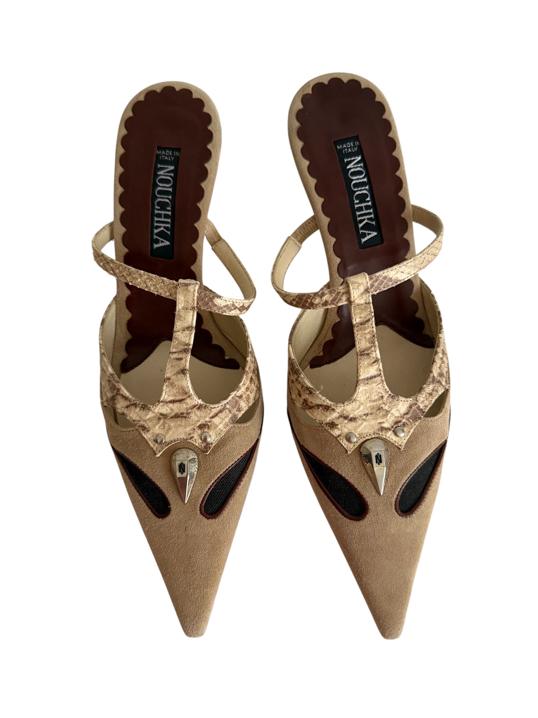 Mules suede python print