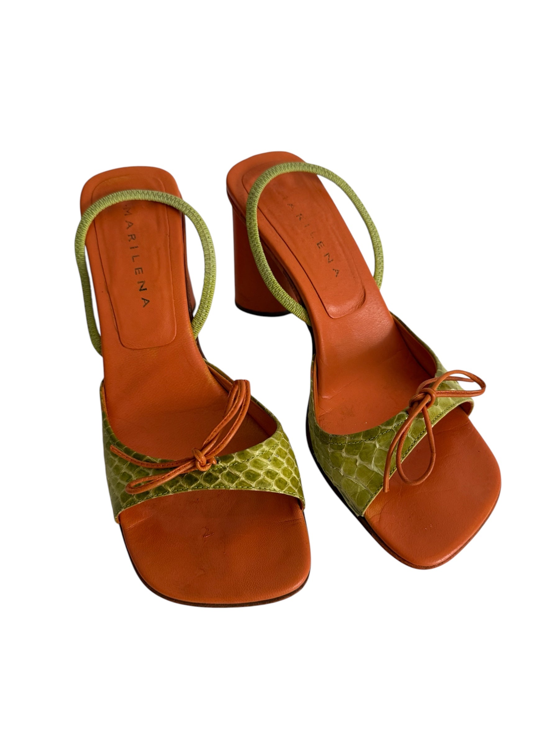 Sandals python leather green