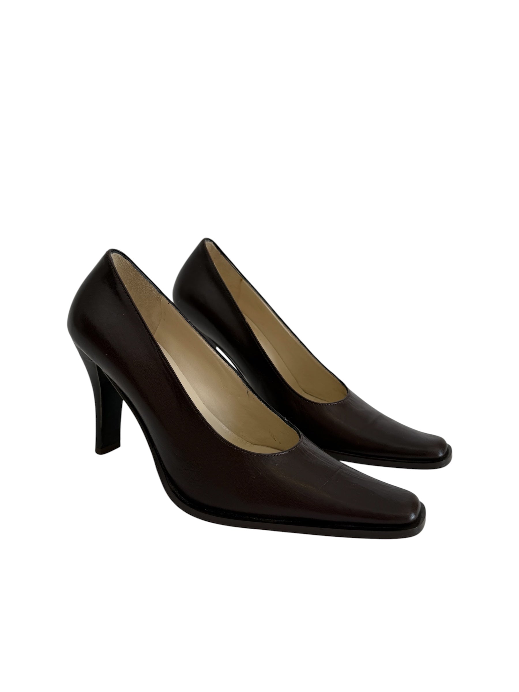 Brown leather heels 90s