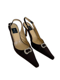 Vintage brown satin pumps