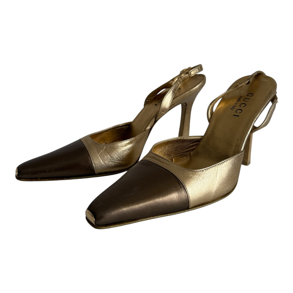 Gucci F/W 2000 gold tiger slingback