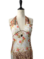 Roberto Cavalli Class 2004 patchwork print halter maxi dress
