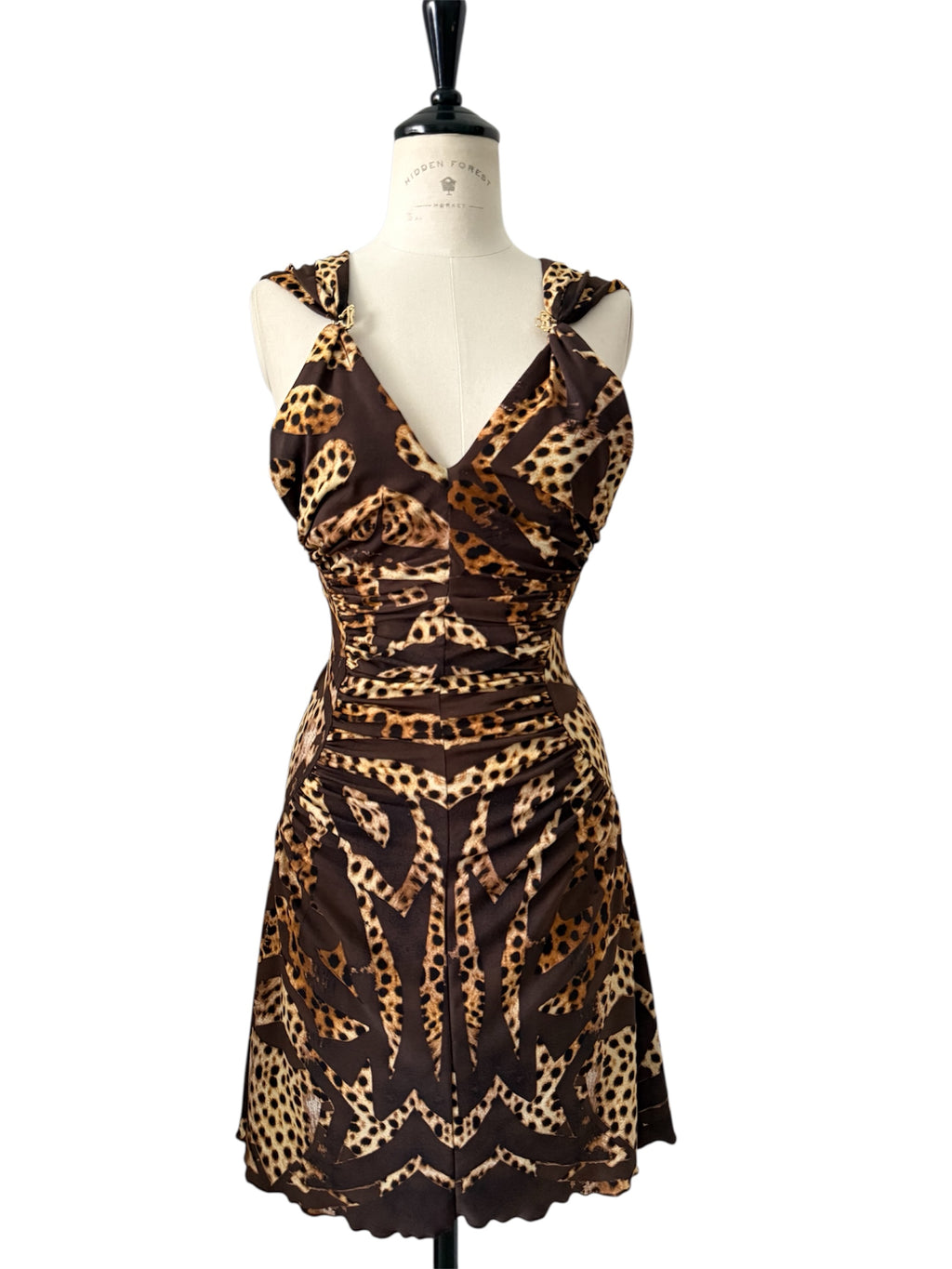 Roberto Cavalli F/W 2007 leo brown mini dress