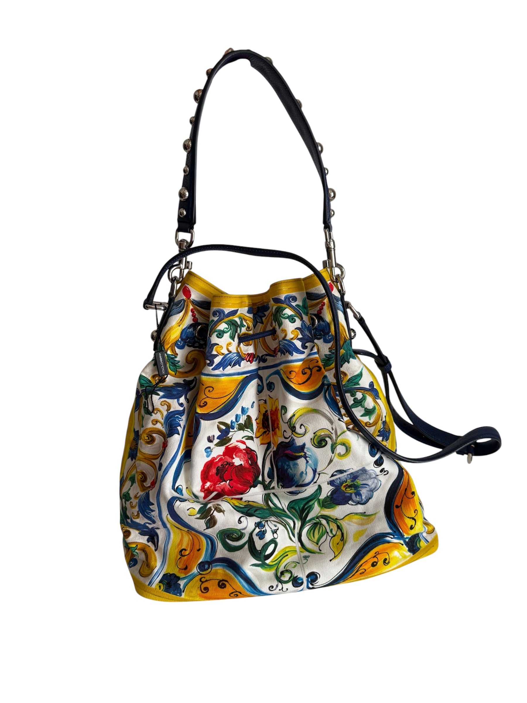 Dolce & Gabbana SS 2017 maiolica bucket bag canvas