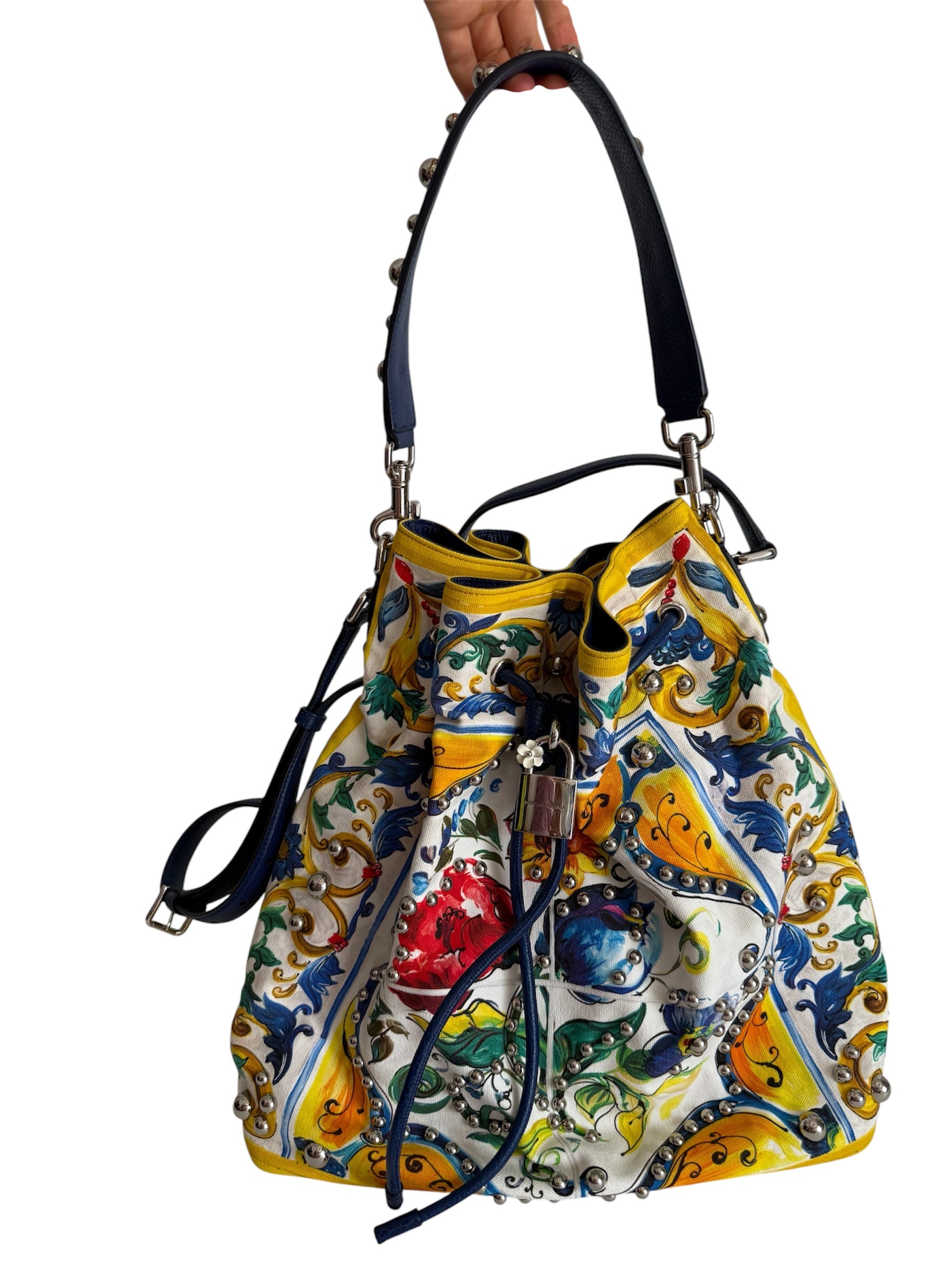 Dolce & Gabbana SS 2017 maiolica bucket bag canvas