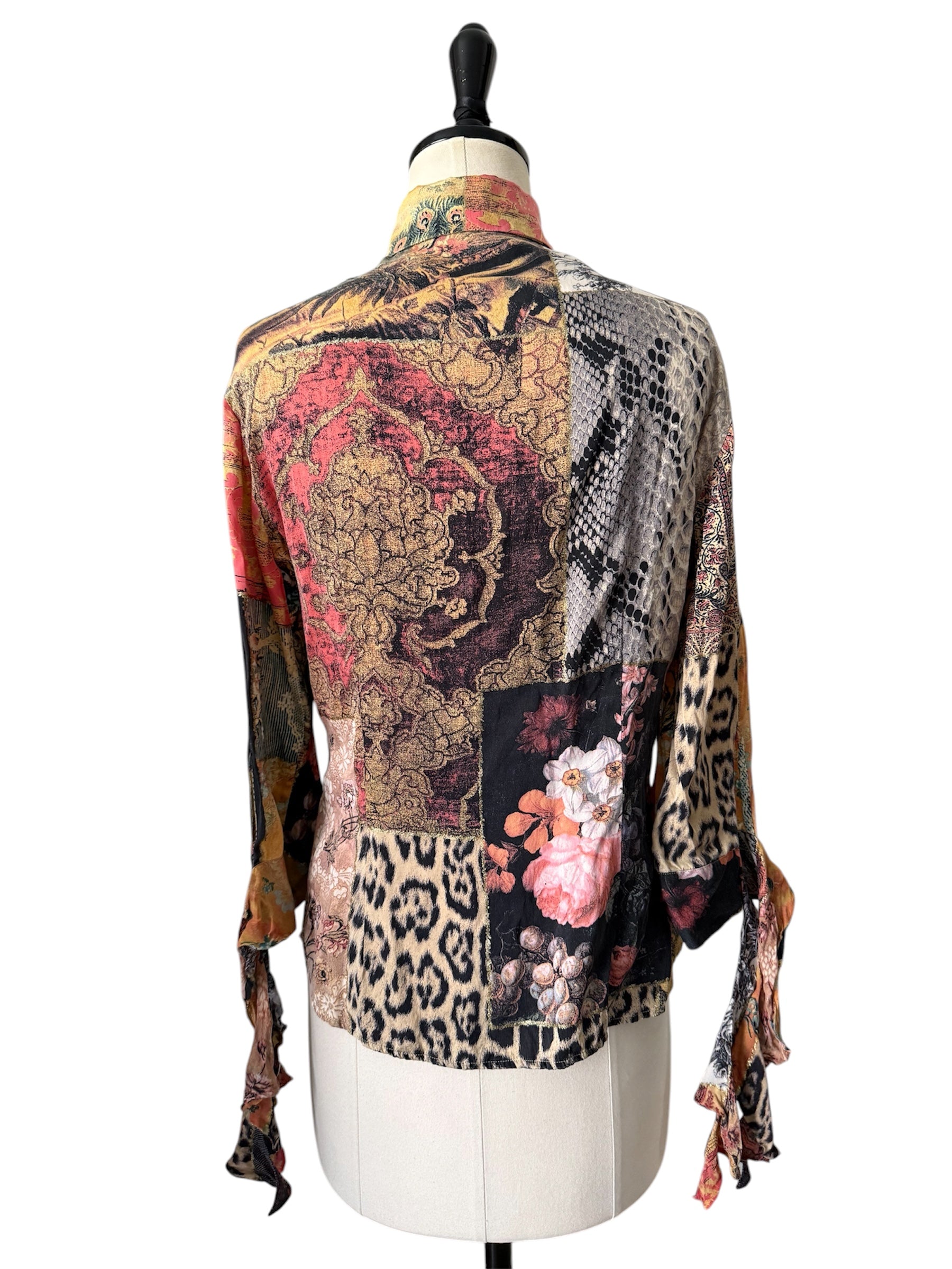 Roberto Cavalli FW 2002 patchwork silk shirt baroque vintage