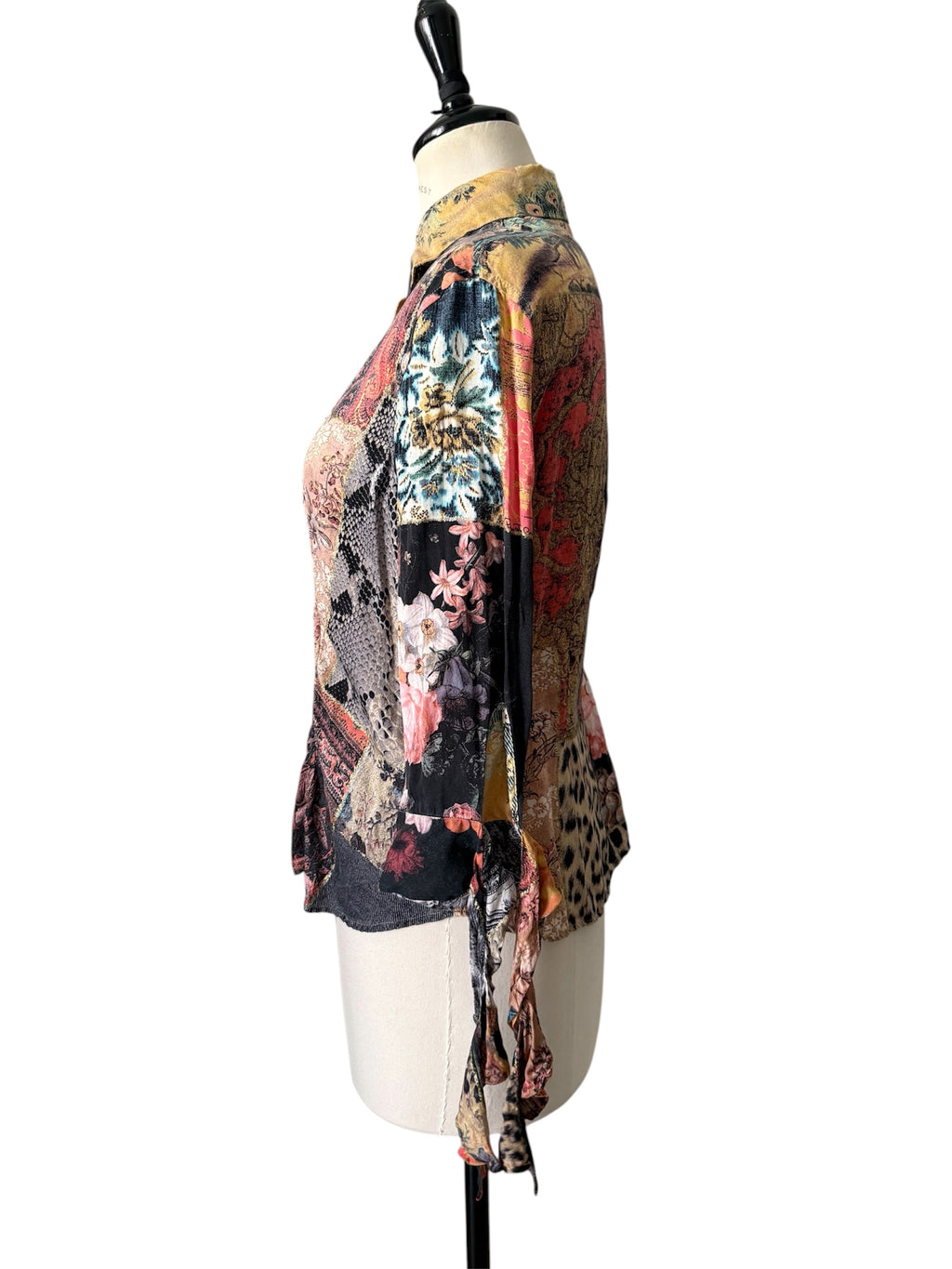 Roberto Cavalli FW 2002 patchwork silk shirt baroque vintage