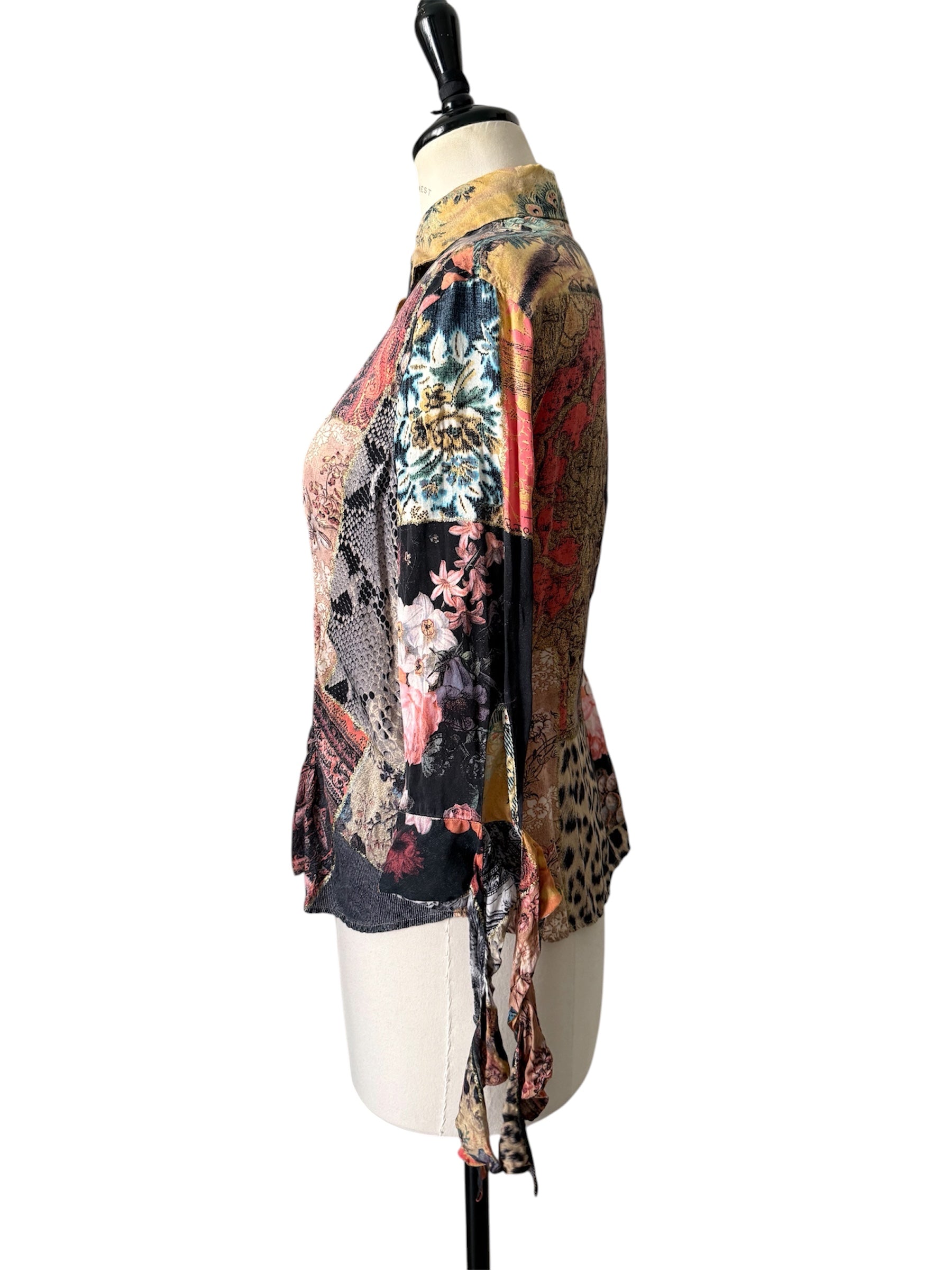 Roberto Cavalli FW 2002 patchwork silk shirt baroque vintage
