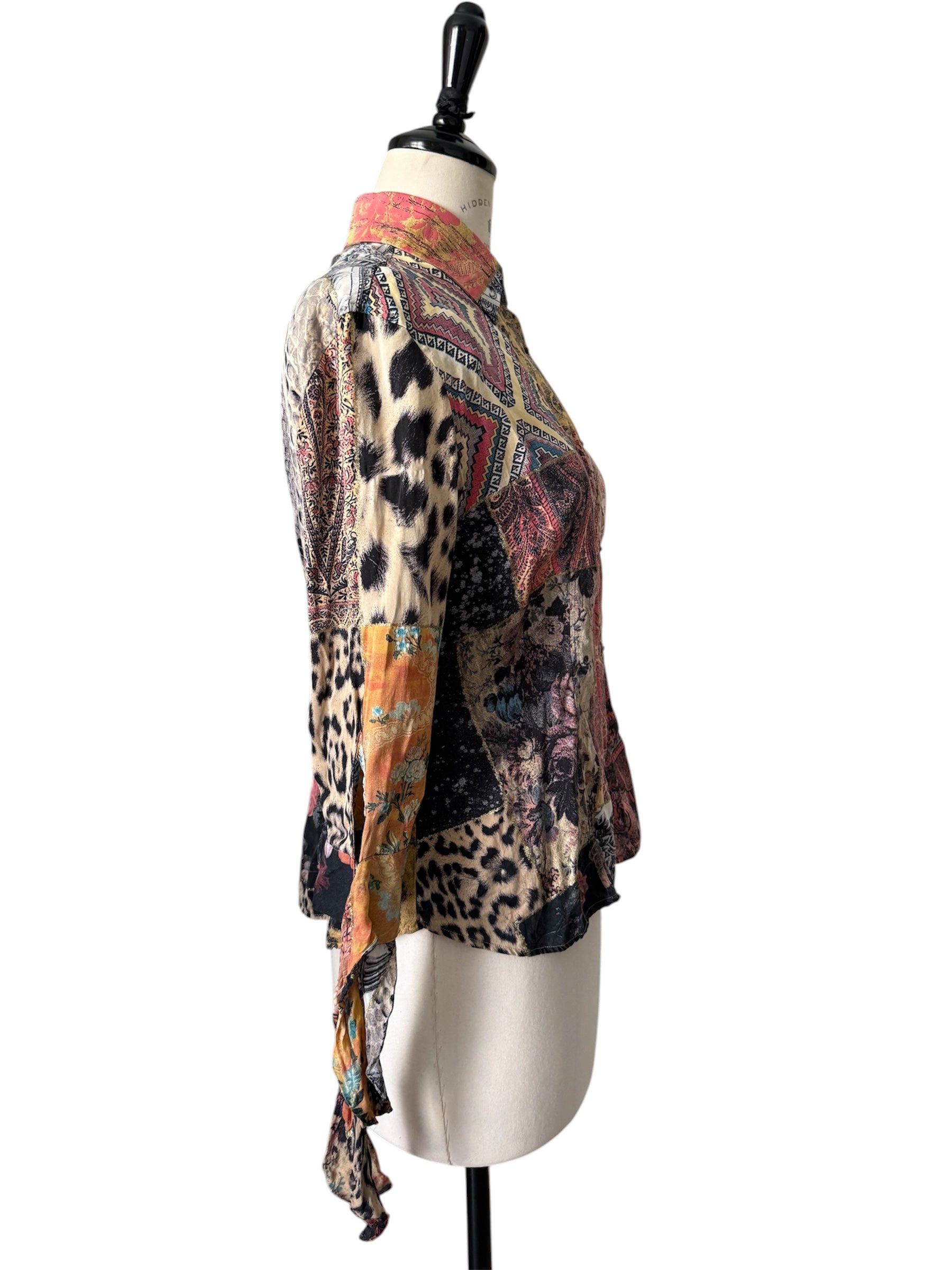 Roberto Cavalli FW 2002 patchwork silk shirt baroque vintage