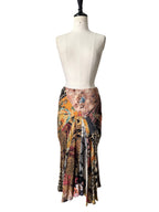 Roberto Cavalli Fw 2002 Runway patchwork pattern silk skirt