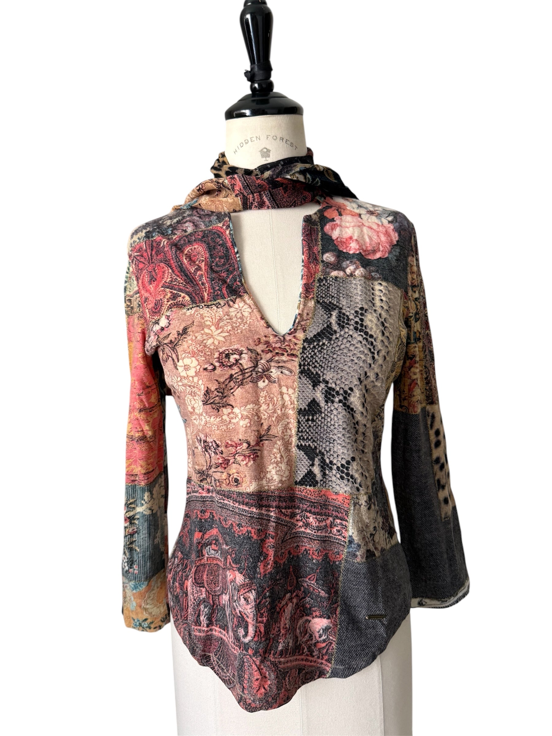 Roberto Cavalli FW 2002 patchwork blouse baroque vintage