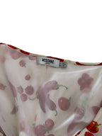 Moschino black chili peppers & cherry tomato silk dress 