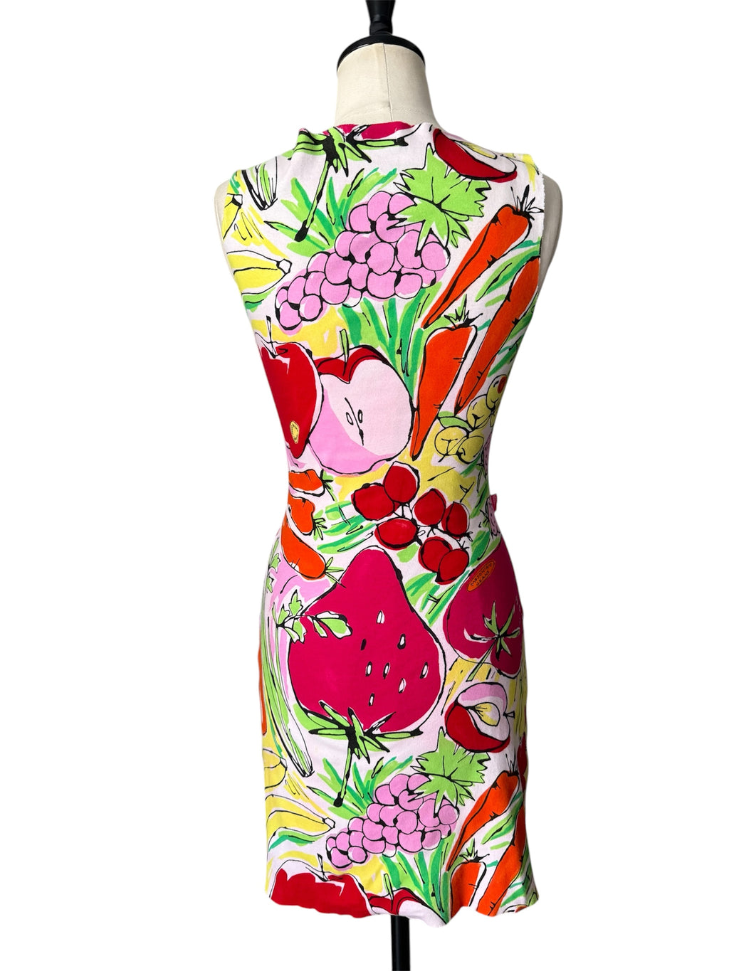 Moschino vintage summer cotton dress print fruits vegetables