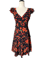 Moschino black silk dress cherry tomatoes & chili peppers