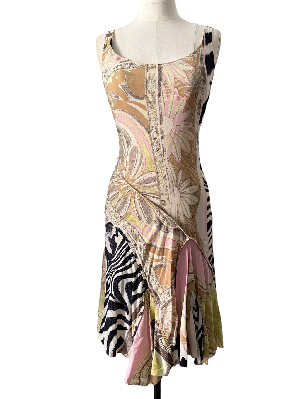 Roberto Cavalli SS 2004 zebra silk knee-length dress