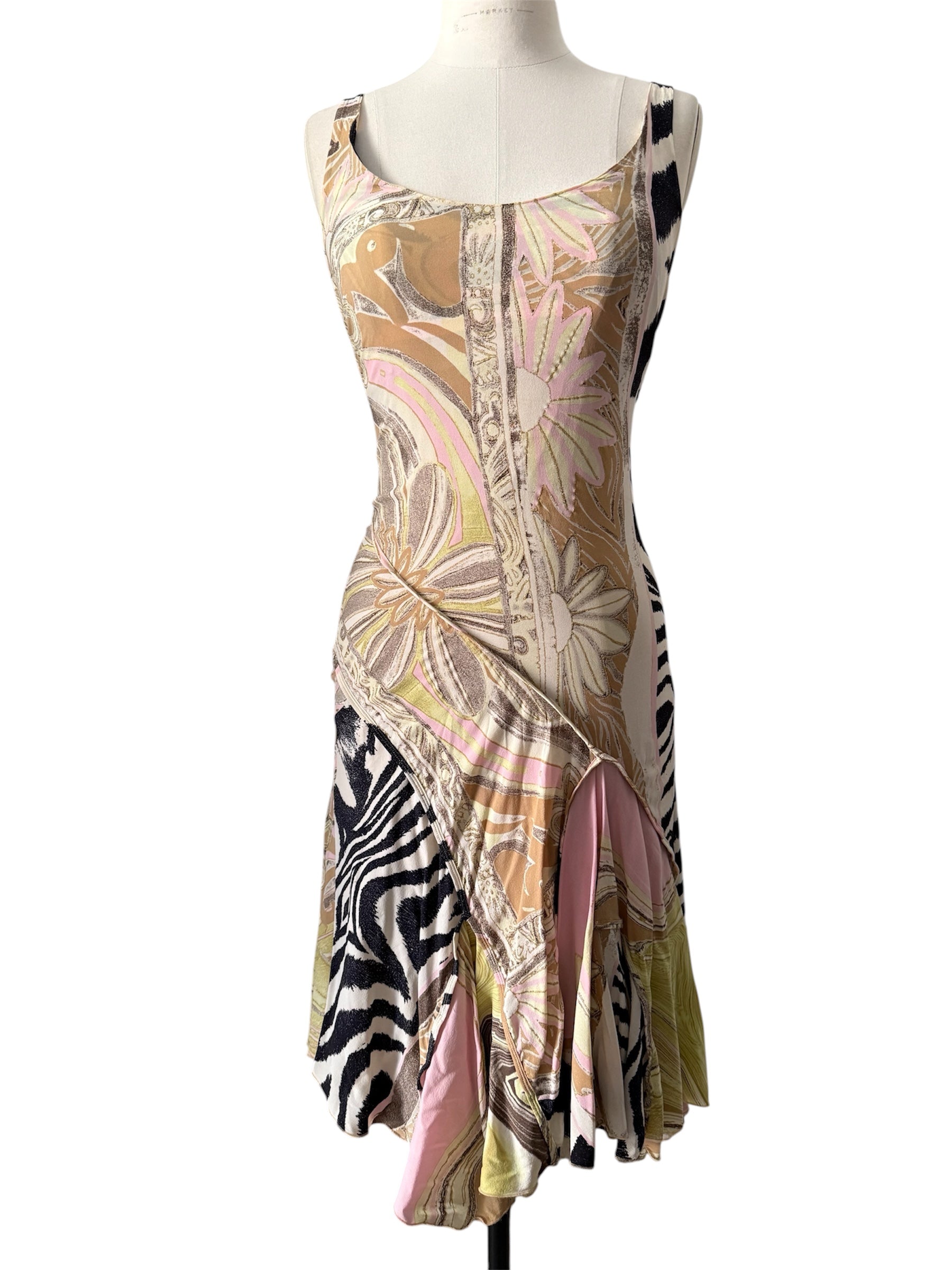 Roberto Cavalli SS 2004 zebra silk knee-length dress
